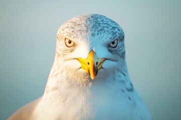 Obraz premium A close-up of a seagull with an intense stare.