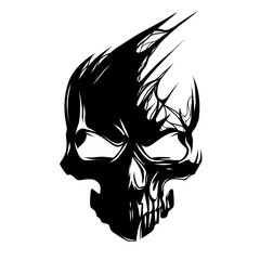 skull on black background