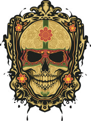 Obraz premium Day of The Dead colorful sugar skull with floral ornament vector good for t shirt design 