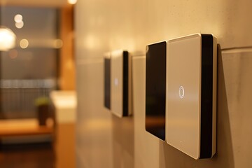 A set of smart light switches with touch controls and sleek, minimalist design