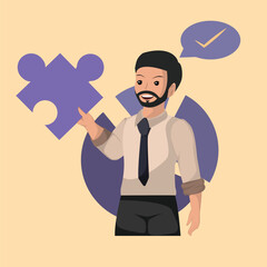 Professional Businessman Offering Strategic Solutions for Business Challenges with Confidence. Vector and illustration.