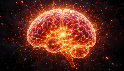 Fototapeta premium Glowing Human Brain with Energy, and Mind.