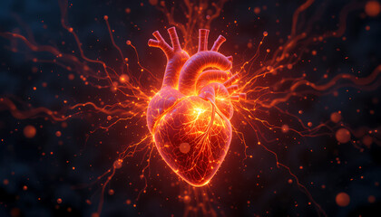 Glowing Human Heart with Energy Burst. (1)