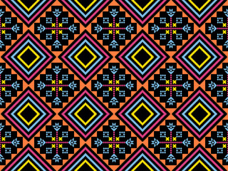 Cross stitch pattern concept showcasing traditional ethnic geometric pattern, Design for textile, background,carpet,wallpaper,clothing,wrapping,Batik,fabric,Vector illustration	
