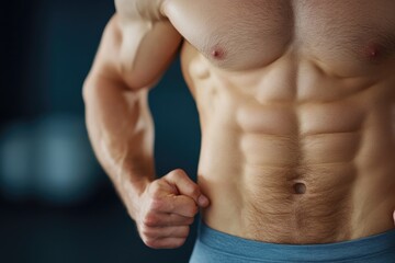 Fototapeta premium Powerful Athlete Showcasing Strength in a Training Session Gym Environment Close-Up Perspective Emphasizing Physical Excellence