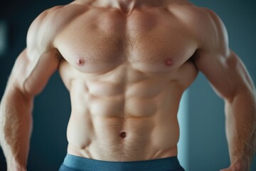 Fototapeta premium Strong Athlete Showcasing Power in Dynamic Gym Environment Close-Up Muscle Focus Inspiring Strength and Determination