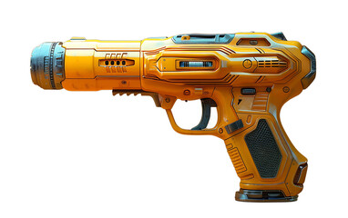 Futuristic Yellow Blaster Gun Sci Fi Weapon 3D Render for Games and VFX