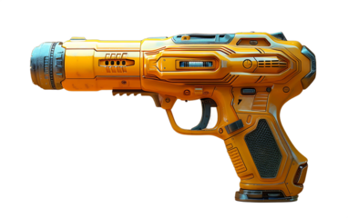 Futuristic Yellow Blaster Gun Sci Fi Weapon 3D Render for Games and VFX