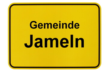 Illustration eines Ortsschildes der Gemeinde Jameln in Niedersachsen