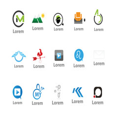 collection business icons logo vector