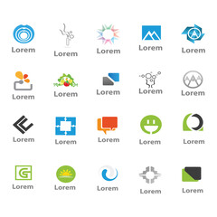 collection business icons logo vector