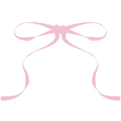 Minimal Coquette Style Pink Ribbon Bow Clipart – Hand-Drawn Pastel Vector Illustration