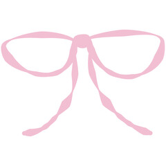 Hand-Drawn Coquette Pink Ribbon Bow Clipart – Minimalist Pastel Vector Illustration