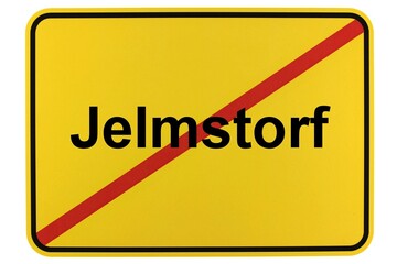 Illustration eines Ortsschildes der Gemeinde Jelmstorf in Niedersachsen