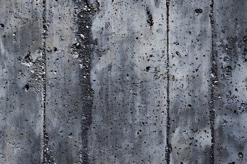 Fototapeta premium Gray concrete wall texture with vertical lines and holes.