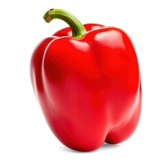 Vibrant red bell pepper, glossy skin, isolated, cooking, simple