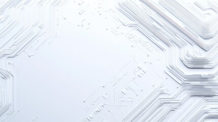 A white design featuring circuit lines in an intricate pattern, with empty space for mockup or branding background wallpaper AI generated image