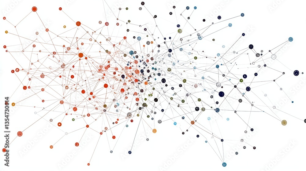 Poster connected dots and lines network illustrating data flow and connectivity