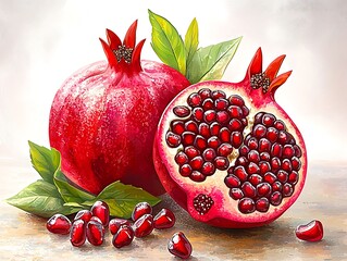 Juicy Pomegranates for Still Life Painting.