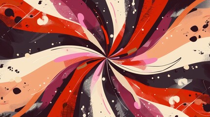Abstract swirl design with vibrant colors and splatter effects