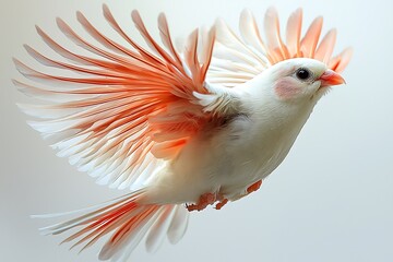 Obraz premium Elegant White Bird with Orange Wings in Flight Avian Beauty Exotic Pet Bird