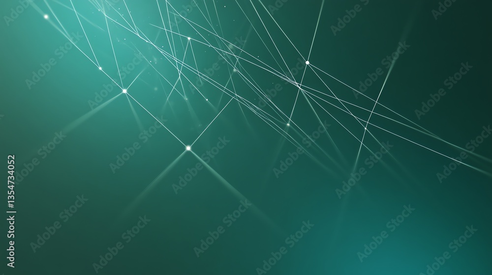 Poster abstract network connections with glowing lines on a dark teal backdrop