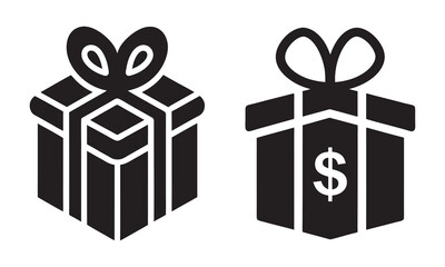  Gift Box icon, Gift Card Icon with Gift Box and Dollar Symbol, Representing Prepaid Payment Options