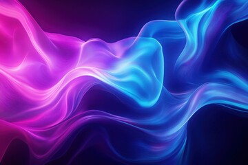 Fototapeta premium A futuristic abstract design of neon waves in blue and purple with dynamic curves and glowing gradients creating a sleek sci-fi aesthetic in ultra HD digital art