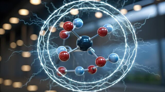 depicts molecular structure with dynamic energy surrounding it, illustrating interaction of nadh and atp scientific