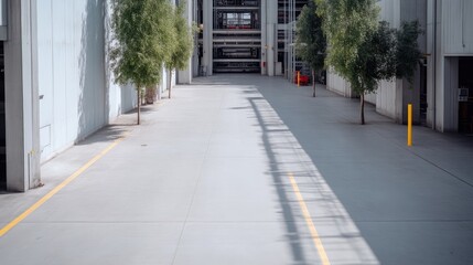 Empty industrial parking lot