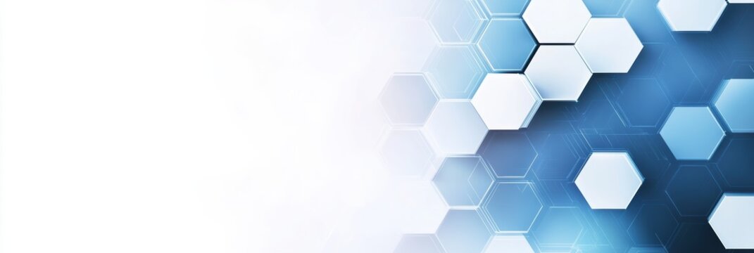 Blue and white abstract geometric background featuring hexagonal shapes in design - Powered by Adobe