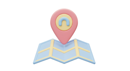 Isolated Map Pointer Icon on Folded Map