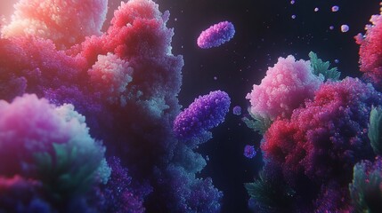 Obraz premium Abstract representation of microorganisms in a vibrant digital art