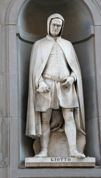 Florence, FI, Italy - March 4, 2025: Statue of GIOTTO DI BONDONE a famous italian Artist with Name