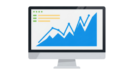 Isolated Business Analytics Chart on Computer Screen