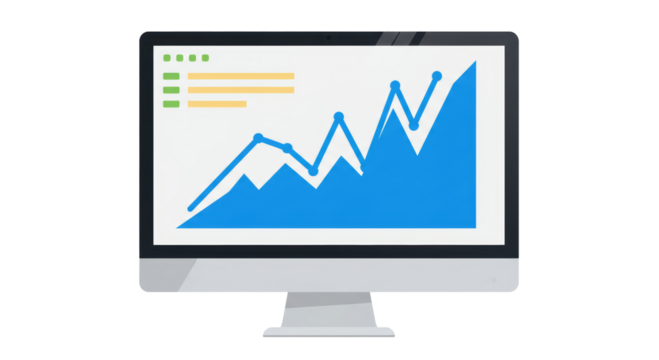 Isolated Business Analytics Chart on Computer Screen