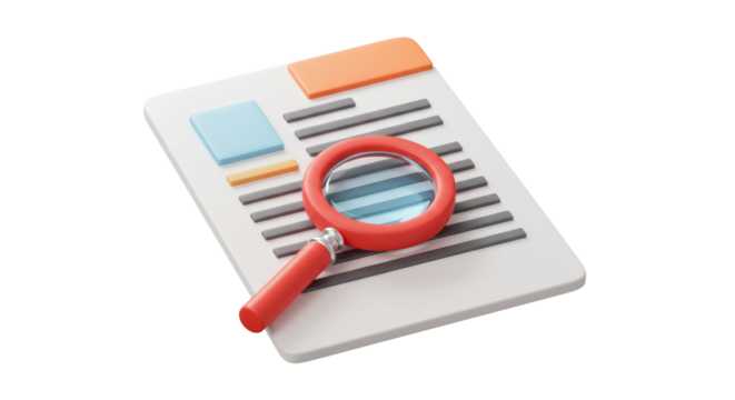 Isolated Magnifying Glass over Document