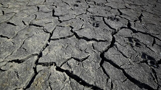 Dry cracked soil forming a beautiful pattern due to the lack of water in the sivash lake near the arabat spit in crimea
