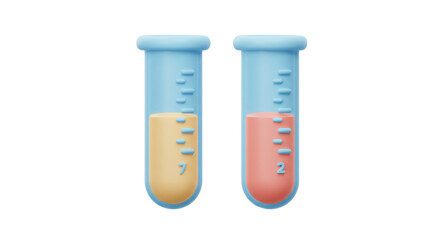 Isolated Two Test Tubes with Different Liquid Levels