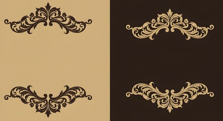 Elegant Baroque Ornament Designs on Light and Dark Backgrounds