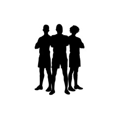 Three football players standing together
