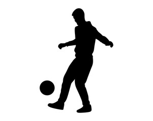 A boy playing with a football vector.