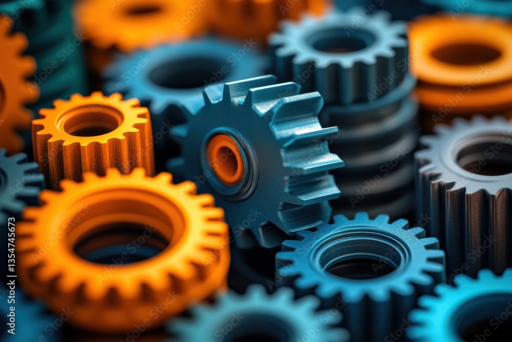 Aufkleber colorful gears and cogs arranged in a visually striking pattern for advertising use