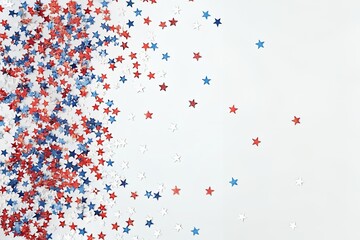Festive Red White Blue Star Confetti Background