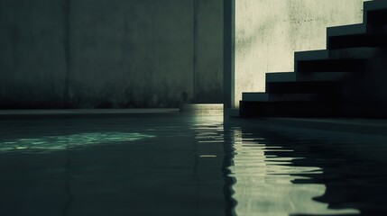 Obraz premium Concrete Minimalist Architecture: Pool and Staircase