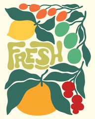 fresh tropical fruit art print