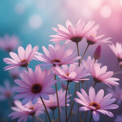 Dreamy Pink Daisy Flowers in a Magical Blooming Meadow