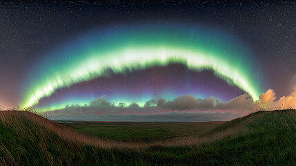 Fototapeta premium Majestic Northern Lights over Icelandic landscape