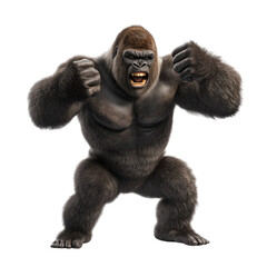 Naklejka premium Gorilla action pose on a transparent background