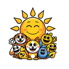 Fototapeta premium cartoon sun with a smile